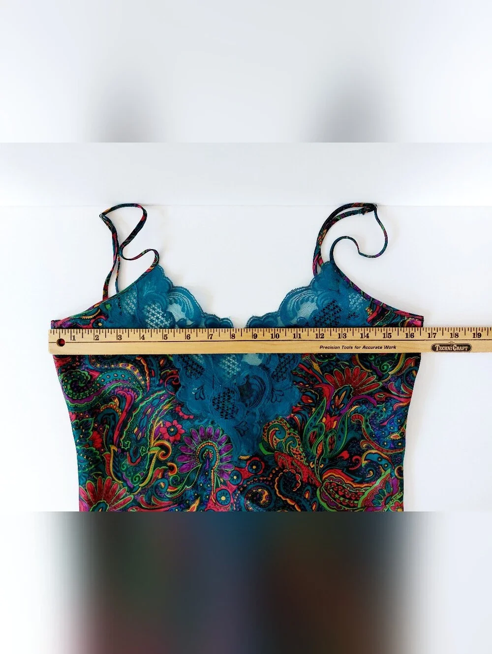 80s‎ Turquoise Paisley Chemise Nightgown Small Victoria Secret Boudoir Negligee